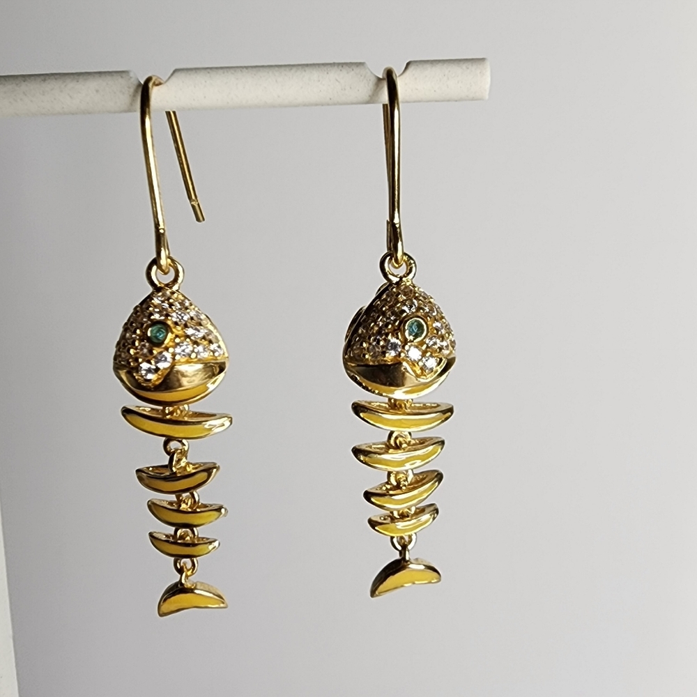 Yellow Gold Plated  Fishhook Earrings